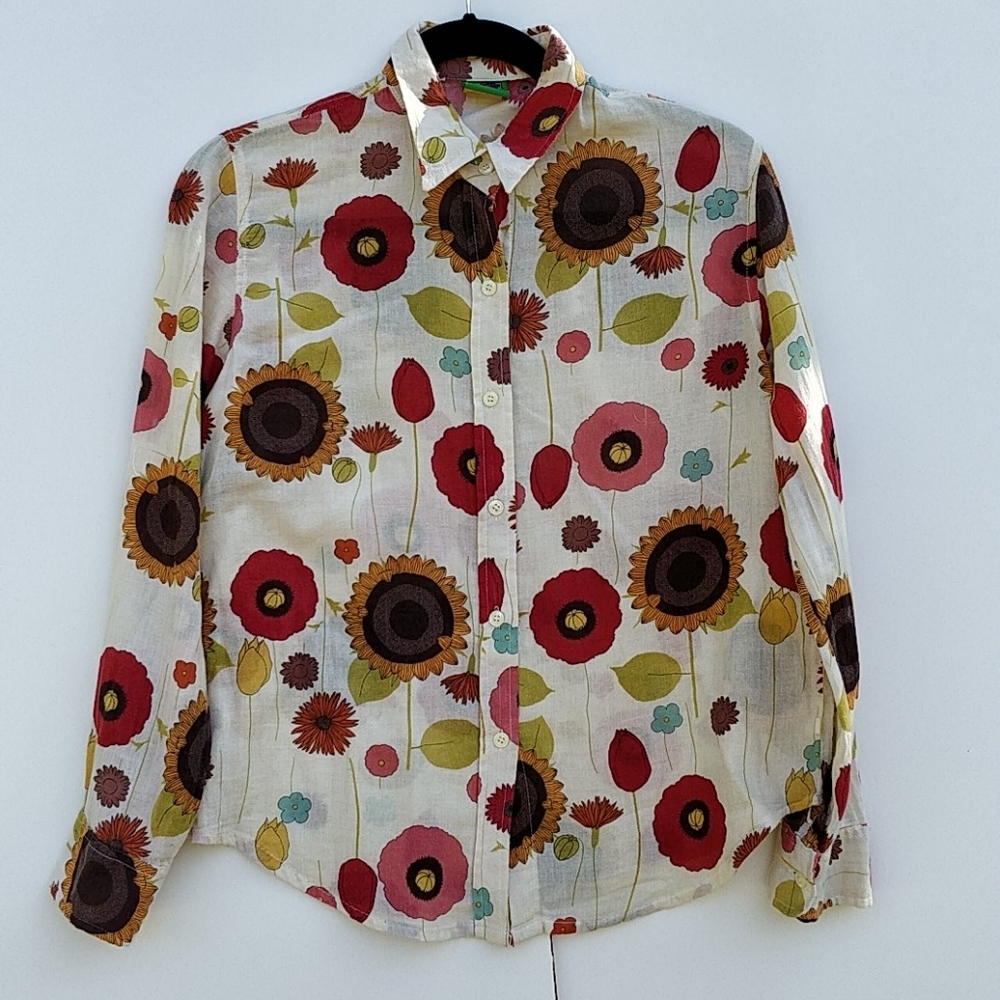 Vintage 80's Floral Button Down Shirt